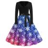 Christmas Dresses Christmas Dress for Women Plus Size Long Sleeve V Neck 3X-Large 02-Blue