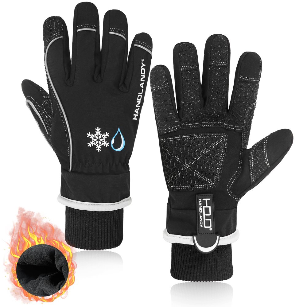 HANDLANDY HLDD Waterproof & Windproof Winter Gloves for Men Women, Touchscreen Thermal Gloves for Cold Weather, Ski Snowboard Work Glove