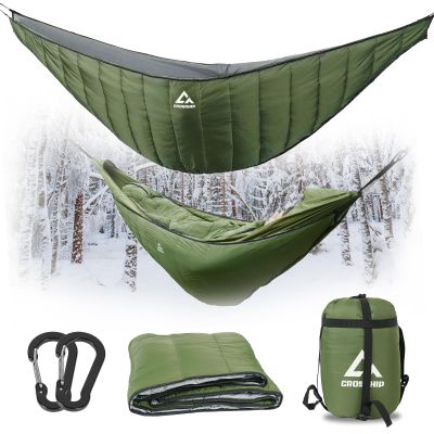 CROSSHIP Hammock Underquilt for Camping - Full Length Orange Lightweight Warm Quilt for 3-4 Seasons (41-68F) - Soft & Durable for Hiking, Backpacking, Beach, Travel - Holds Up to 500lbs