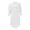 Akivide Womens Cotton Linen Half Sleeve Dress Casual Crew Neck Button Linen Knee Length Dress Summer Loose Solid Midi Dress view 3
