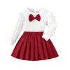 ZFZDRen 3-8Y Toddler Girl Skirt Set Kid 2Pcs Outfits Puff Long Sleeve Top Pleated Skirt with Bowknot Fall Winter Clothes (White Red,6 Years) view 1