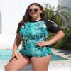 BesserBay Women Plus Size Short Sleeve Upf50+ Rash Guard Shirt Uv Swimwear Shirt Swimsuit Shirt Swim Shirt Blue - Print X-Large view 3