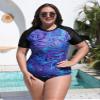 BesserBay Womens Plus Size Crew Neck Short Sleeve Rash Guard Shirt Uv Lightweight Quick Dry Swim Shirt Blue Purple - Liquid XX-Large view 2