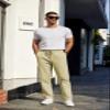 COOFANDY Men's Casual Cotton Pants Regular Fit Elastic Waist Drawstring Twill Pants Straight Leg Chino Pants Light Khaki view 2
