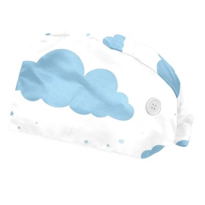 2 Pieces Scrub caps Women Men's Scrub Cap Surgical Caps for Hospital Clouds Moon Stars Multicoloured
