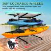 YPJIAJV Kayak Storage Rack with Lockable casters,Thickened Heavy Duty Kayak StandHolds 3 Kayaks Canoe Paddleboard, for Indoor, Outdoor, Garage, shed, Marina Kayak Storage Racks view 2