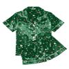 Ekouaer Womens Silk Satin Pajama Sets Soft Short Sleeve Button Down Sleepwear Top and Shorts 2 Piece Pjs Lounge Set,Christmas Green,XXL view 1