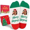 HAPPYPOP Christmas Gifts for Kids - White Christmas Stocking Stuffers Xmas Horse Socks 4-6 Years Old with Greeting Card view 1