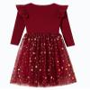 Beganly Little Girls Christmas Red Dress Toddler Long Sleeves Green Sparkle Stars Tulle Tutu Party Dresses Xmas Outfits Ruffle Red 110 view 3
