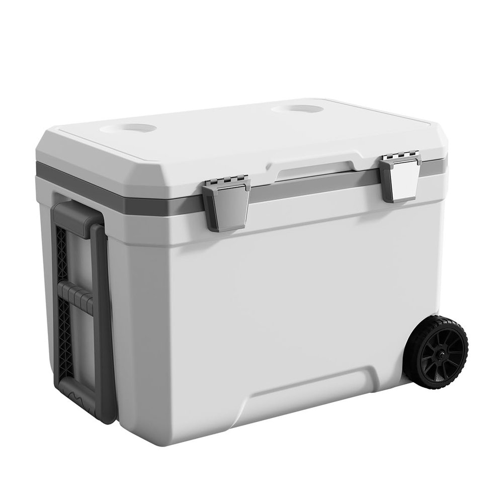 GETUHAND Ultra-Light Wheelded Cooler Insulated Portable Ice Chest 47.5 Quarts for Beach, Beverage, Camping, Beverage, Picnic, Fishing, Boat, Barbecue, 30% Lighter Than Romolded Colers White 47.5QT