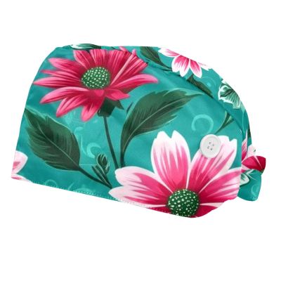 2 Pieces Scrub caps Women Scrub Cap Men Scrub Caps Men for Hospital Plant Flowers Multicoloured