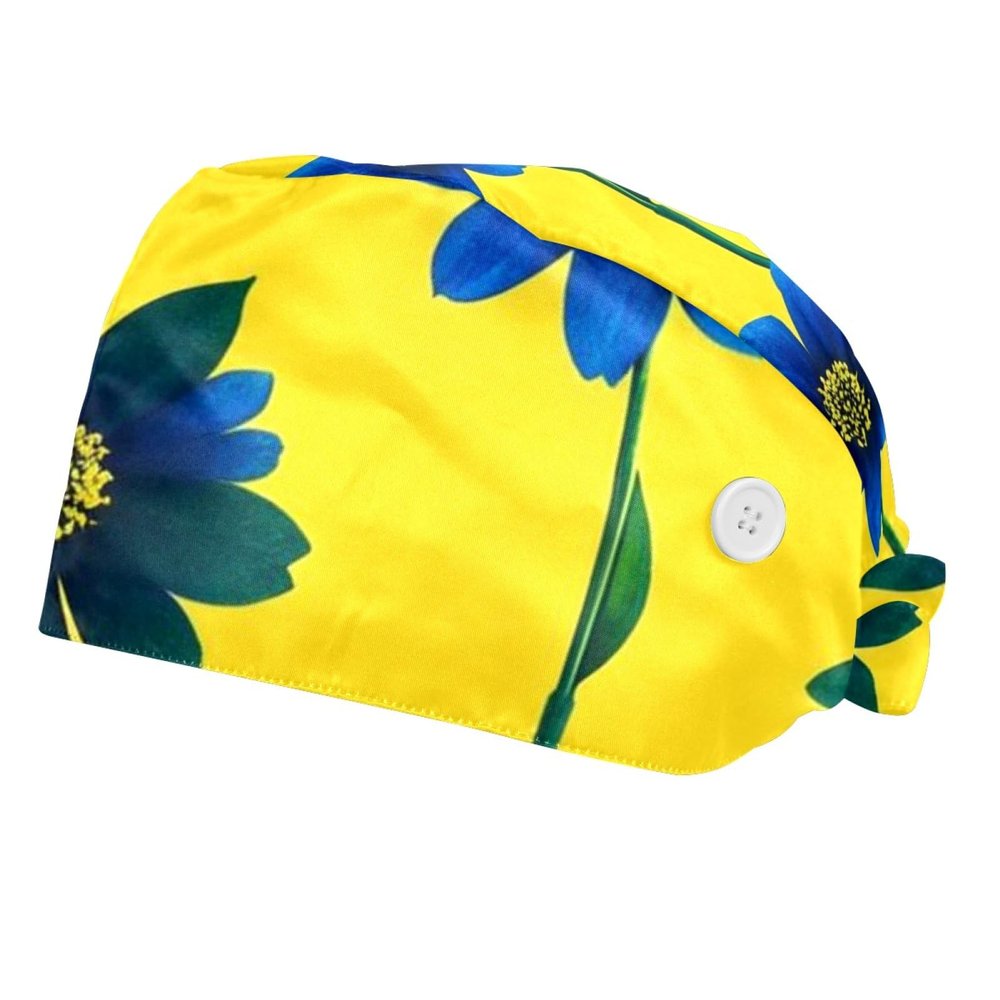 2 Pieces Scrub caps Women Scrub Caps Women Satin Lined Nursing Hats for Women for Home Palm Tree Multicoloured