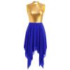 AFAVOM Women's Lyrical Dance Dress Modern Contemporary Metallic Irregular High-Low Leotard Dress Sleeveless Ruffle Chiffon Flowy Skirt Color Block Adult Asymmetrical Dancewear Costume Blue M view 1