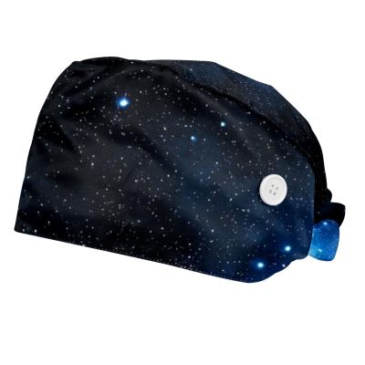 2 Pieces Scrub caps Women Scrub Caps Women Satin Lined Surgeon Caps for Home Sky Nebula