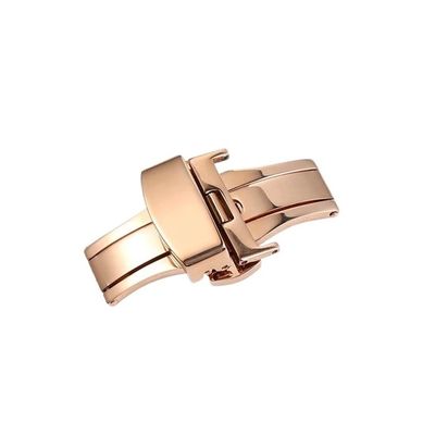 FENSAJRD Butterfly Deployment Buckle Automatic Double Click Stainless Steel Strap Button Fit for Watch Band 16mm 18mm 20mm 22mm(Rose Gold,18mm)