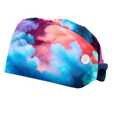 2 Pieces Scrub caps Women Scrub Caps Women Satin Lined Scrub Caps Men for Chef Smog Colorful