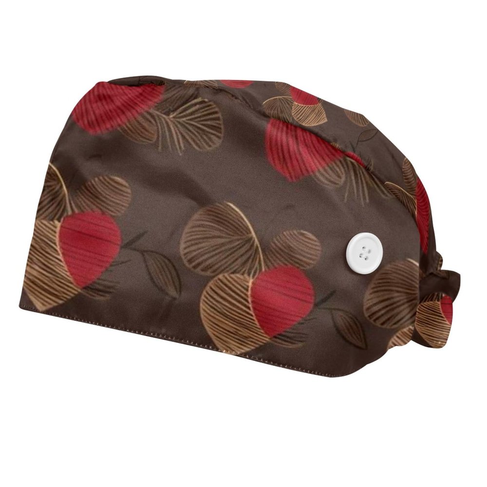 2 Pieces Scrub caps Women Men's Scrub Cap Nurse Hat for Kitchen Leaf Plant Multicoloured