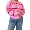 ONLYWOOD Womens Heart Pattern Casual Fall Winter Trendy Pullover Lightweight Crewneck Jacquard Soft Knit Sweaters Top Clothes(Pink,Medium) view 1