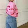 ONLYWOOD Womens Heart Pattern Casual Fall Winter Trendy Pullover Lightweight Crewneck Jacquard Soft Knit Sweaters Top Clothes(Pink,Medium) view 4