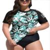 BesserBay Womens Short Sleeve Plus Size Upf50+ Rashguard Shirt Uv Lightweight Stretchy Swim Top Auqa White - Leaves 3X-Large view 1