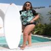 BesserBay Womens Short Sleeve Plus Size Upf50+ Rashguard Shirt Uv Lightweight Stretchy Swim Top Auqa White - Leaves 3X-Large view 4