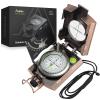 Anbte Compass Hiking Survival, IP65 Waterproof Metal Compass with Sighting Clinometer and Carry Bag, Multifunctional, Professional, for Camping Hunting Hiking Navigation, Bronze view 1