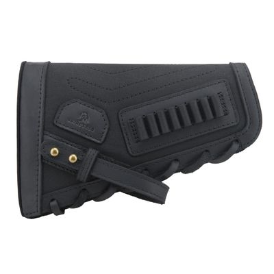 WAYNE'S DOG No Drill Gun Cheek Rest Buttstock with Leather Barrel Mount Loops for 12GA .357 30-30 45-70MAG (.22LR .22MAG .17HMR, Black Without Barrel Mount)