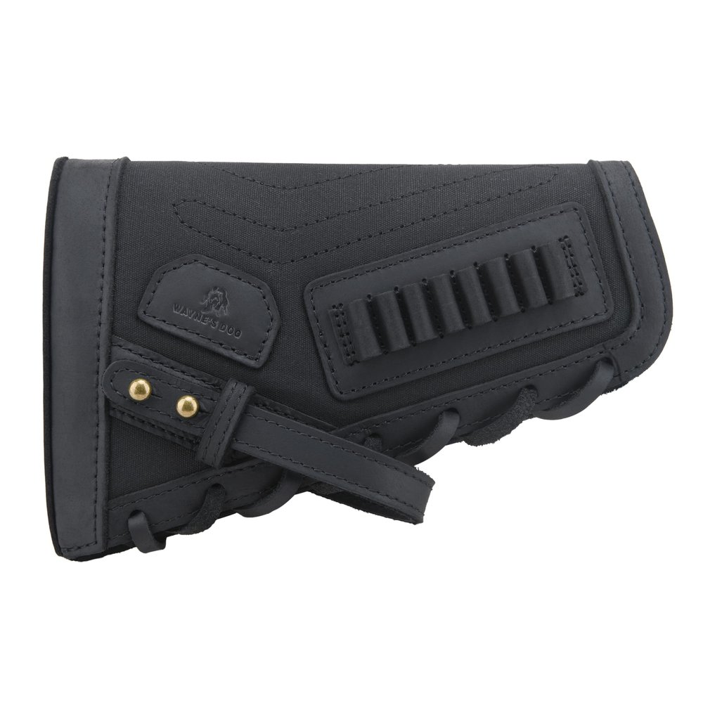 WAYNE'S DOG No Drill Gun Cheek Rest Buttstock with Leather Barrel Mount Loops for 12GA .357 30-30 45-70MAG (.22LR .22MAG .17HMR, Black Without Barrel Mount)