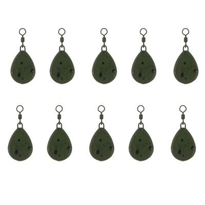 10PCS Flat Pear Sinker Weights Fishing Weights Fishing Sinkers Lead Weight for Saltwater Freshwater (Green 57g/2.01oz)