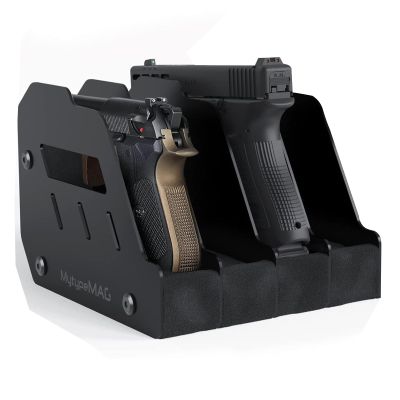MytypeMAG Gun Rack for 4 Handguns, Pistol Holder Organizer Accessories Gun Safe Organizer with Soft Foam Storage