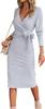 2024 Fall Dresses for Women Winter Fall V-Neck Long-Sleeved Knitted Strap-on Dress with Belt Stylish Long Sleeve wrap Sweater Dress, Perfect Winter & Fall Outfits (Grey,S) view 1