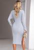 2024 Fall Dresses for Women Winter Fall V-Neck Long-Sleeved Knitted Strap-on Dress with Belt Stylish Long Sleeve wrap Sweater Dress, Perfect Winter & Fall Outfits (Grey,S) view 2