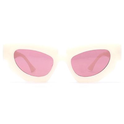 Vintage Cat Eye Sunglasses Women Men 2024 Luxury Irregular Frame Polygon Sun Glasses For Lady Trendy Eyewear UV400 (champagne&red)