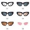 Vintage Cat Eye Sunglasses Women Men 2024 Luxury Irregular Frame Polygon Sun Glasses For Lady Trendy Eyewear UV400 (champagne&red) view 3