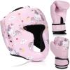 Arrowbash Boxing Headgear and Gloves Set for Kids 6oz Pink Unicorn Boxing Gloves and Wrestling Headgear Sparring Equipment for Boxing Kickboxing Muay Thai BJJ Karate Training view 1