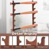 MorningRo 2 Pcs Baseball Bat Wall Mount Display Wood Bat Rack with Holders Horizontal Baseball Bats Holder with Hidden Holes Screws Anchor for Hockey Stick Memorabilia Collectible(Six,Walnut) view 3