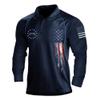 TOMITANY Mens American Flag Polo Shirts Long Sleeve 1776 Patriotic Shirts Lightweight Quick Dry Shirts Dark Blue L view 1