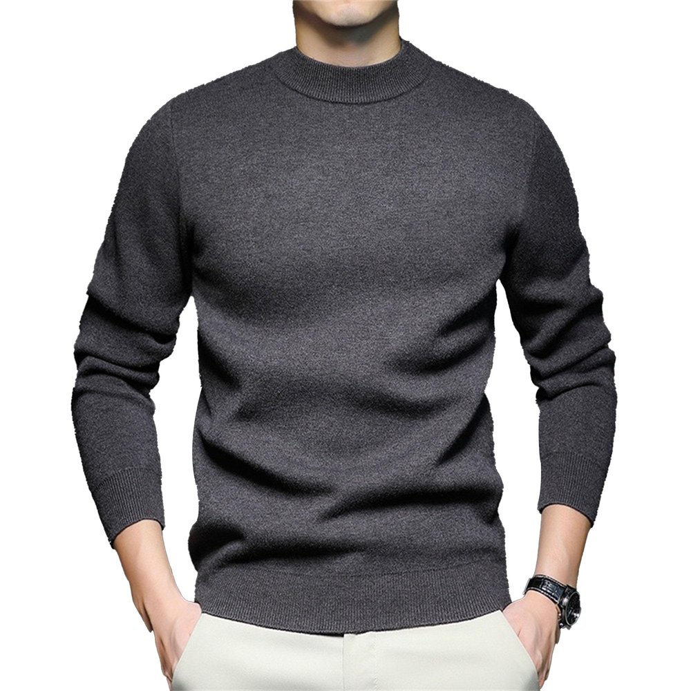 Men's Mock Turtleneck Knitted Sweater Long Sleeve Basic Casual Pullover Sweater Half Neck Thermal Pullover Tops (Grey,3X-Large)