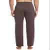 baleaf Men's Golf Pants Baggy Loose Sweatpants Open Bottom Cotton Pajamas Lightweight Yoga Pants with Pockets Lounge Hiking Brown S view 2