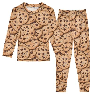 ALAZA Chocolate Chip Cookies 2 Piece Pajama Set Long Sleeve Top and Pants Sleepwear Unisex 8Y