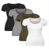 Sugar Sunday 4 Pack Cotton Tshirts for Women Short Sleeve Scoop Neck Tshirt Basic Tees Plain T Shirt Womens Casual Tops Tee Shirt Undershirt Multicolor-08 2X view 1