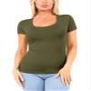 Sugar Sunday 4 Pack Cotton Tshirts for Women Short Sleeve Scoop Neck Tshirt Basic Tees Plain T Shirt Womens Casual Tops Tee Shirt Undershirt Multicolor-08 2X view 2
