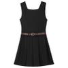 Freebily Girls School Uniform Dress Sleeveless V-Back Jumper with Belt Casual Dress Black 12 Years view 1