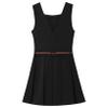 Freebily Girls School Uniform Dress Sleeveless V-Back Jumper with Belt Casual Dress Black 12 Years view 2
