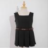 Freebily Girls School Uniform Dress Sleeveless V-Back Jumper with Belt Casual Dress Black 12 Years view 3