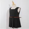 Freebily Girls School Uniform Dress Sleeveless V-Back Jumper with Belt Casual Dress Black 12 Years view 4