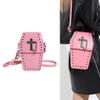 HOUNIIXIE 2023 NEW Crossbody Bag Halloween Coffin Shape Purse Small Cellphone Bag Festival Bag for Girl Women Rivet Handbag view 4