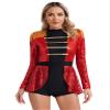 Hansber Womens Circus Ringmaster Costume Halloween Lion Tamer Dress Up Tassel Shoulder Bodysuit Red Large