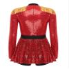 Hansber Womens Circus Ringmaster Costume Halloween Lion Tamer Dress Up Tassel Shoulder Bodysuit Red Large view 4