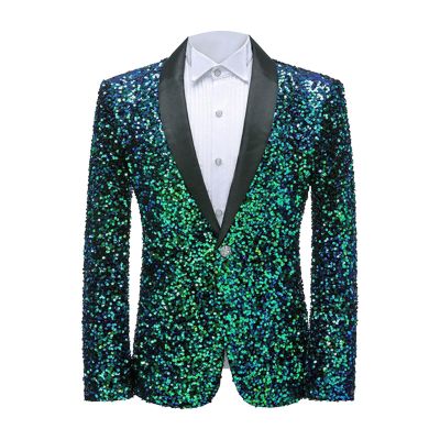 Sdeycui Mens Sequin Blazer Suit Jacket One Button Casual Sport Coats